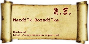 Mazák Bozsóka névjegykártya